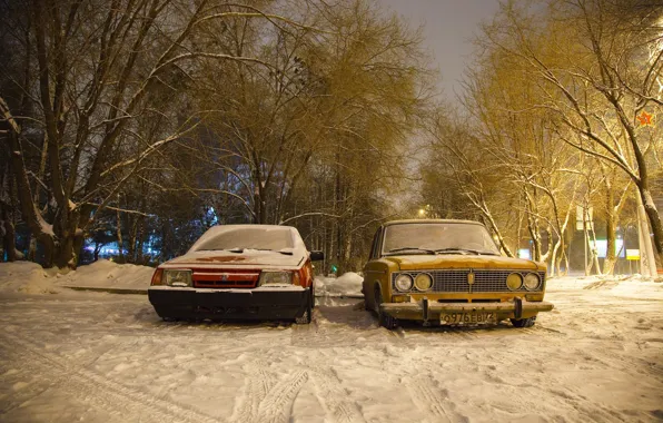 Machine, snow, Auto, Lada, auto, Lada, VAZ, 2108