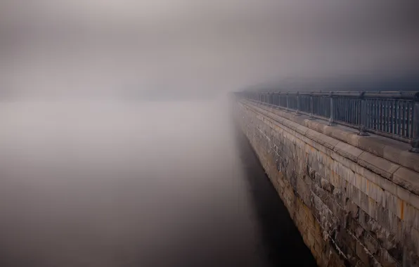 Picture landscape, fog, river, street