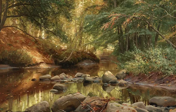 Picture 1896, Danish painter, Peter Merk Of Menstad, Peder Mørk Mønsted, Danish realist painter, Spring landscape, …