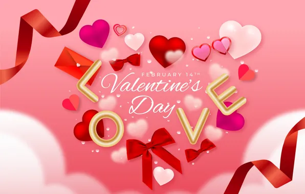 Love, rendering, holiday, heart, heart, hearts, heart, pink background