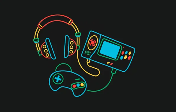 Joystick, black background, vector graphics, SEGA Genesis