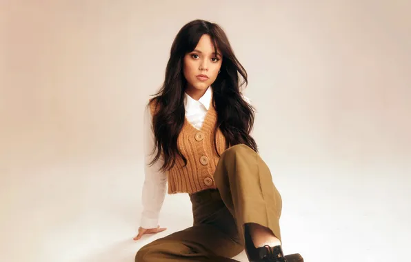 Look, makeup, figure, actress, posture sitting, Jenna Ortega, Jenna Ortega