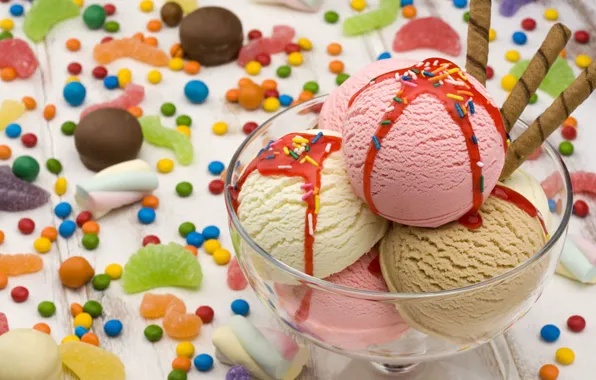 Picture table, food, pink, candy, ice cream, dessert, dessert, ice cream