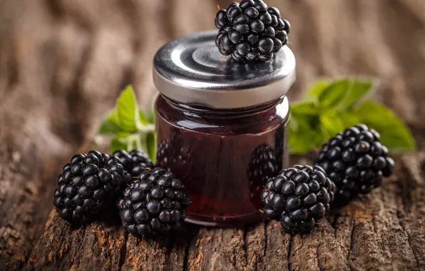 Close-up, berries, Board, Bank, BlackBerry, jam, jam, blank