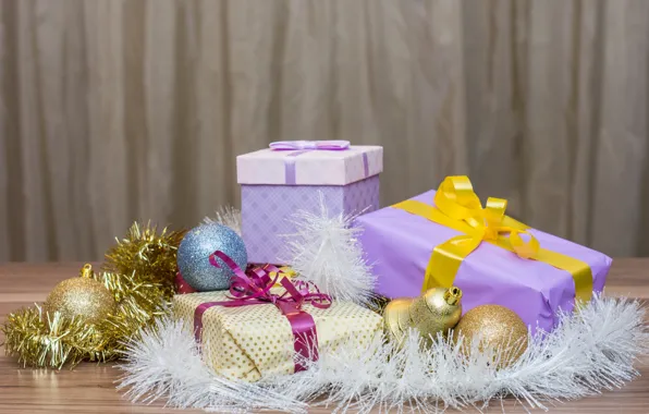 Holiday, balls, toys, new year, gifts, tinsel