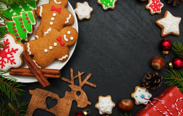 Picture decoration, New Year, Christmas, christmas, wood, merry, cookies, decoration