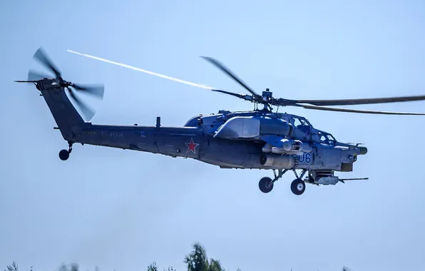 Picture the sky, the air, helicopter, in flight, Mi-28N