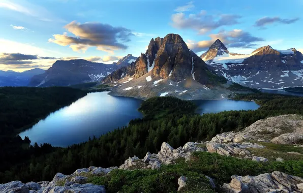 Picture forest, mountains, nature, lake, lakes, Highland