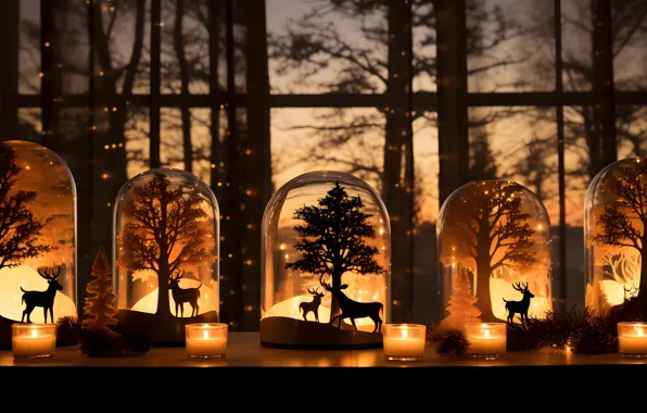 Light, Christmas, New year, deer, Souvenirs, AI art, neural network