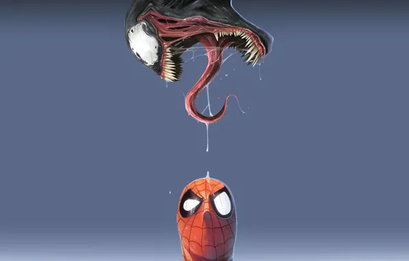 Spider-man, blue background, Venom