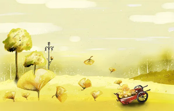 Autumn, yellow, car