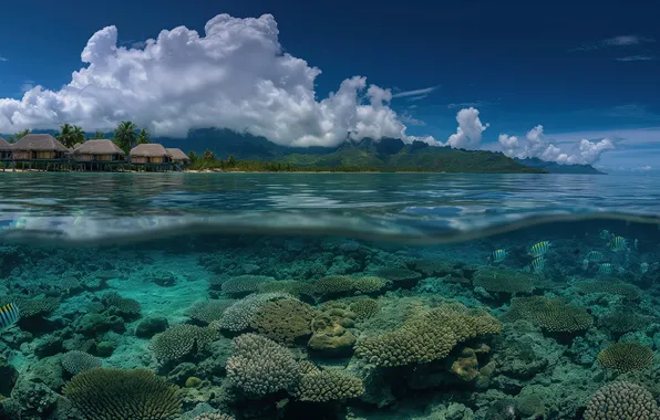 Reef, french, bungalows