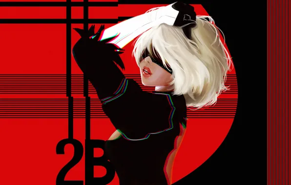 Girl, Figure, Sword, Android, Art, Nier, Illustration, Characters