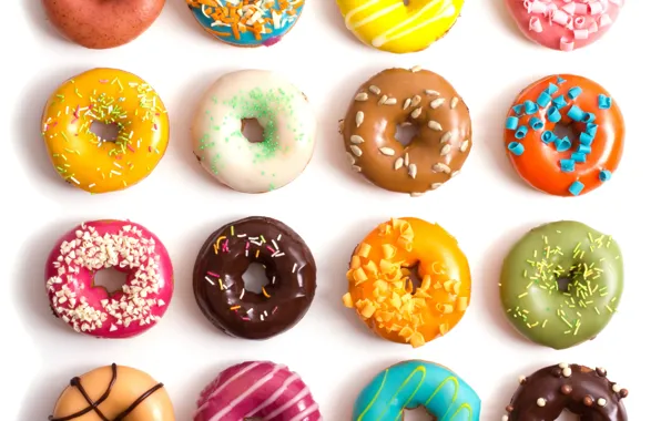 Colorful, donuts, dessert, cakes, sweet, glaze, donuts
