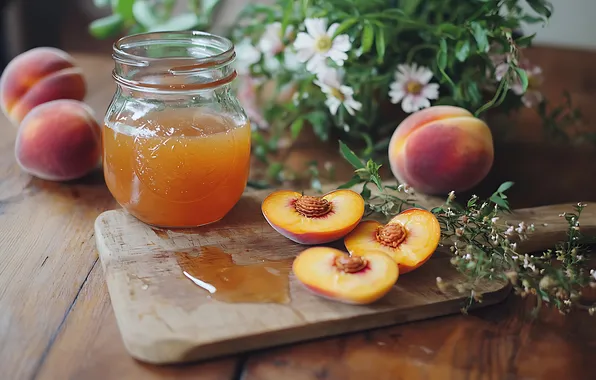 Summer, flowers, table, bouquet, harvest, juice, Bank, fruit