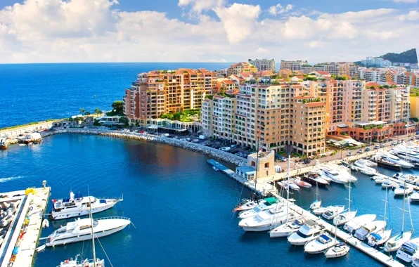 Sea, the sky, the city, photo, home, pier, pierce, Monaco