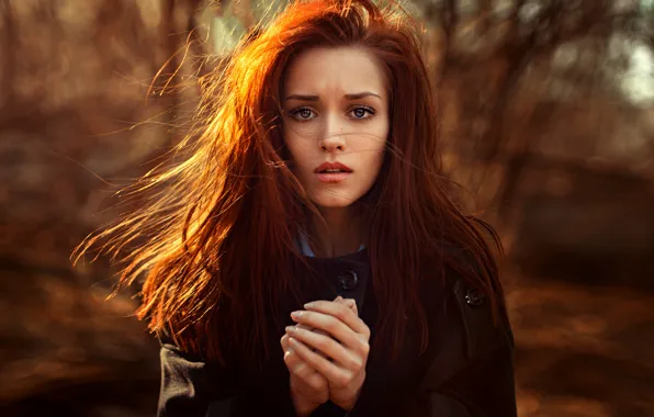 Hair, portrait, sunlight, George Chernyadev, Sunny Kate