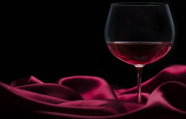 Picture wine, red, glass, silk, black background, Burgundy, satin