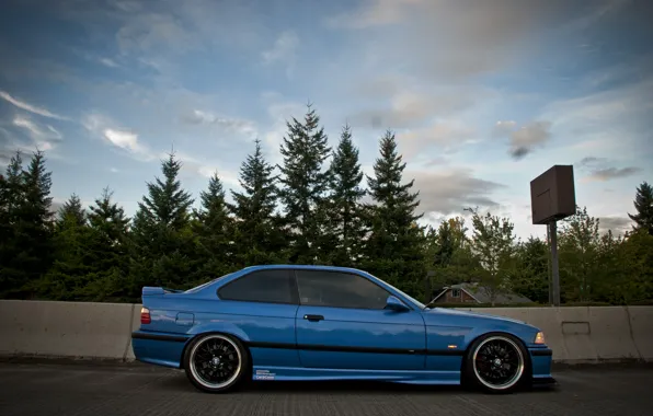 Picture BMW, BMW, profile, blue, blue, tuning, E36