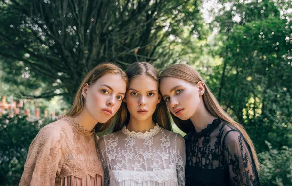 Girls, portrait, three girls, Olga Antonova