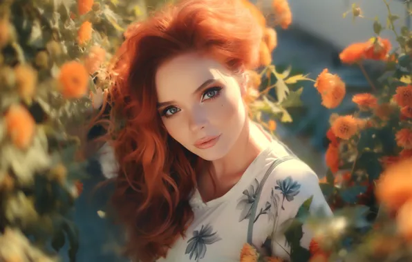 Girl, face, image, digital art, AI art, neural network, the art of artificial intelligence