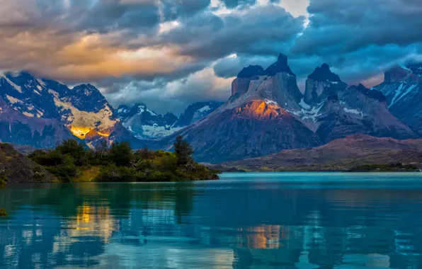 Clouds, landscape, mountains, nature, lake, Argentina, Patagonia