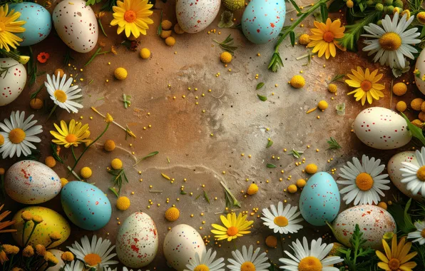 Flowers, holiday, eggs, spring, Easter, painted, eggs, AI art