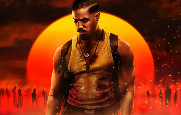Background, guns, Mike, action, poster, horror, Michael B. Jordan, Michael B. Jordan