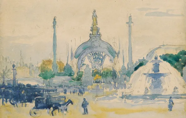 Picture figure, watercolor, Henri Edmond Cross, Henri Cross, Concorde during the world Exhibition