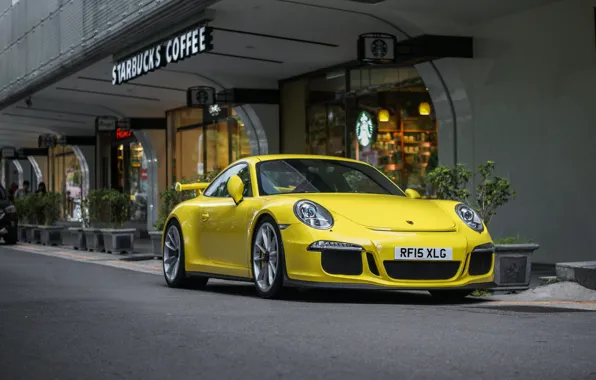 911, porsche, gt3, yellow