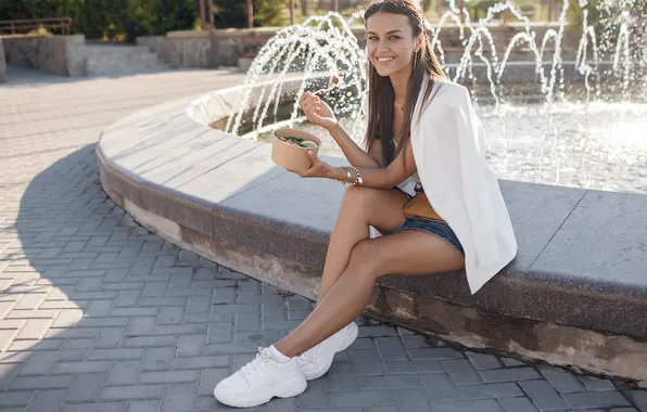 Picture legs, woman, beautiful, model, pretty, joy, long-haired, sneakers
