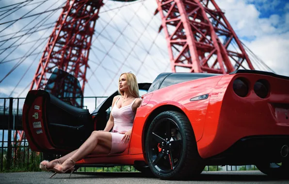 Machine, auto, girl, pose, style, feet, dress, Andrew Stern