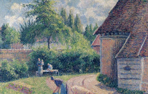 Landscape, people, picture, life, Farm House, Camille Pissarro