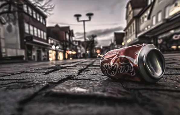 Picture garbage, stone, Bank, coca-cola, bridge, empty