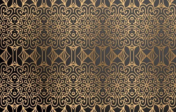 Pattern, texture, black background, gold, ornament, background, color, Luxury