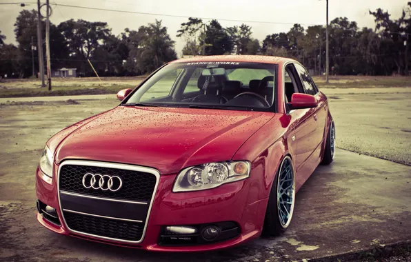Audi, audi, tuning, red, red, stance works