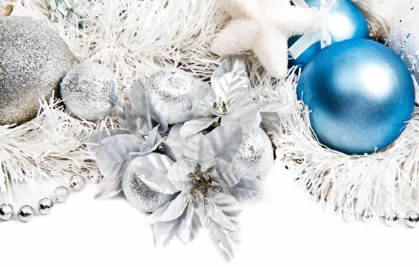 Picture flowers, tinsel, Christmas decorations