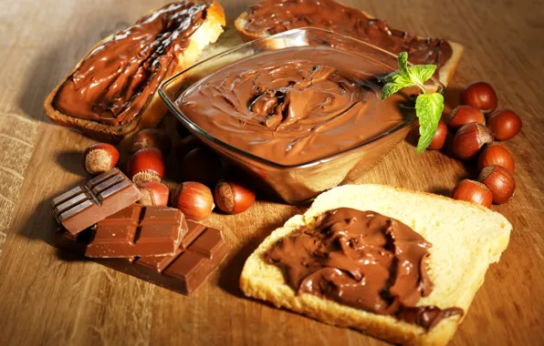 Chocolate, bread, nuts, sandwich, sweet, toast, pasta