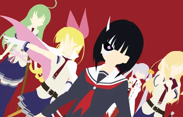 Girl, sword, anime, katana, ken, blade, mask, seifuku