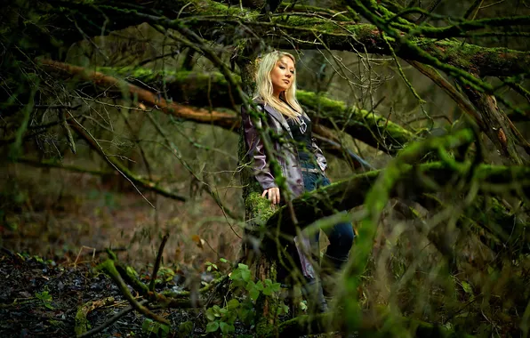 Forest, girl, nature