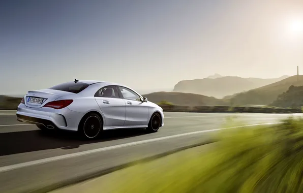 Picture Mercedes-Benz, White, Mercedes, Day, Sedan, Class, CLA, In motion