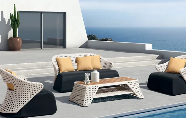 Design, style, interior, pool, terrace, lounge zone