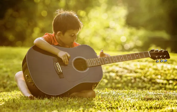 Music, guitar, boy
