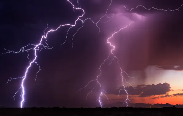 The storm, the sky, element, lightning