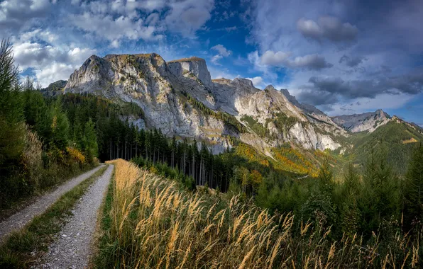 Picture clouds, landscape, mountains, road, Austria, Alps, Sankt Ilgen