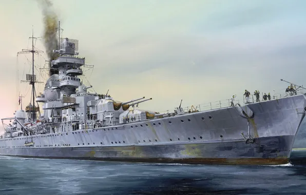 Ship, art, Navy, military, cruiser, cruiser, German, WW2