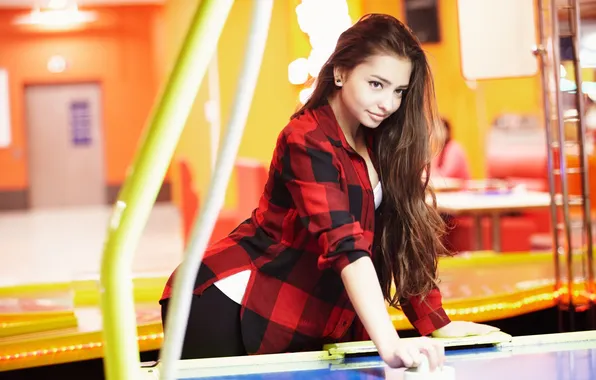 Picture girl, face, smile, background, hair, Darina, air hockey