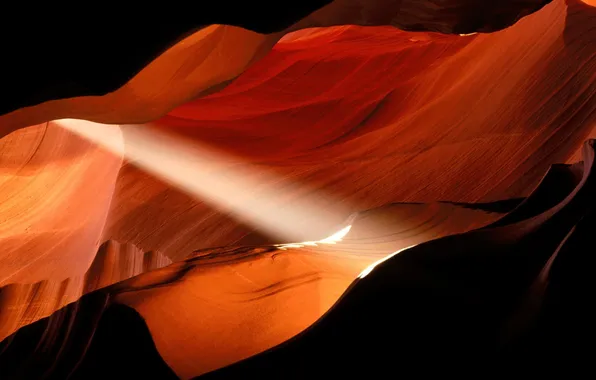 Picture like abstraci, a ray of light in the darkness, the Antelope canyon