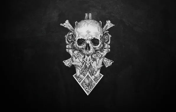Minimalism, Skull, Bones, Art, Sake, Illustration, Bones, Black and white