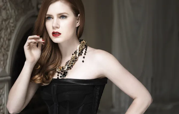 Pose, portrait, necklace, dress, actress, brown hair, beauty, Amy Adams